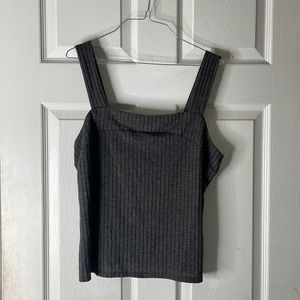 Apt 9 ribbed sweater like sleeveless square neck blouse shirt top grey sz L